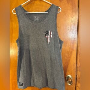 Men's “Howitzer” Gray Tank Top with American Flag Design
